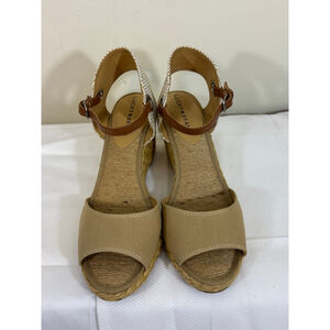 Women's Lucky Brand Wedge Sandals Tan/White Size 9.5
